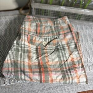 AEROPOSTALE Shorts Women's Flat Front Bermudas Cotton Peach/Green Junior Sz 5/6